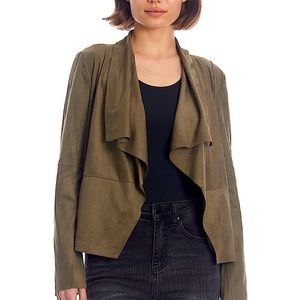 BAGATELLE Faux Suede Drape Jacket- Olive Green/Grey Collar-Size 2X